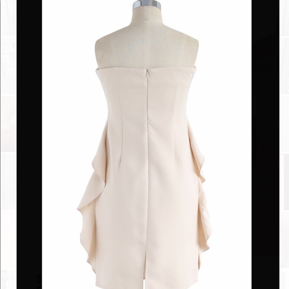 Chickwish strapless ruffle dress cream new with tags - Picture 3 of 13